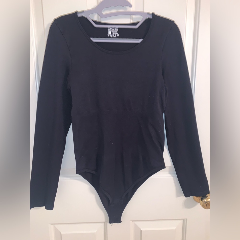 OQQ Black Long Sleeve Bodysuit